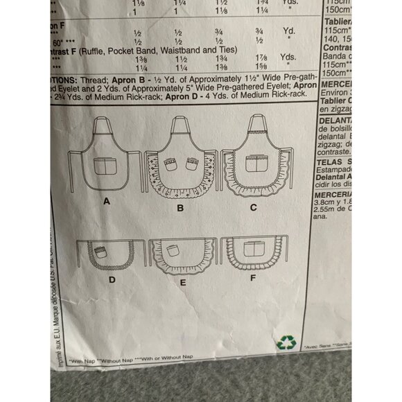 McCall's Misses Aprons Sewing Pattern M5284 - cut - Picture 7 of 9